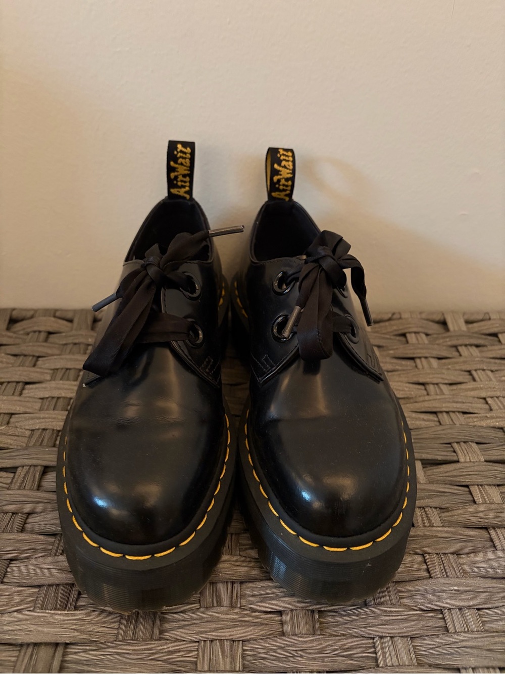 Dr. Martens Black Leather Platform Holly Women’s Shoes